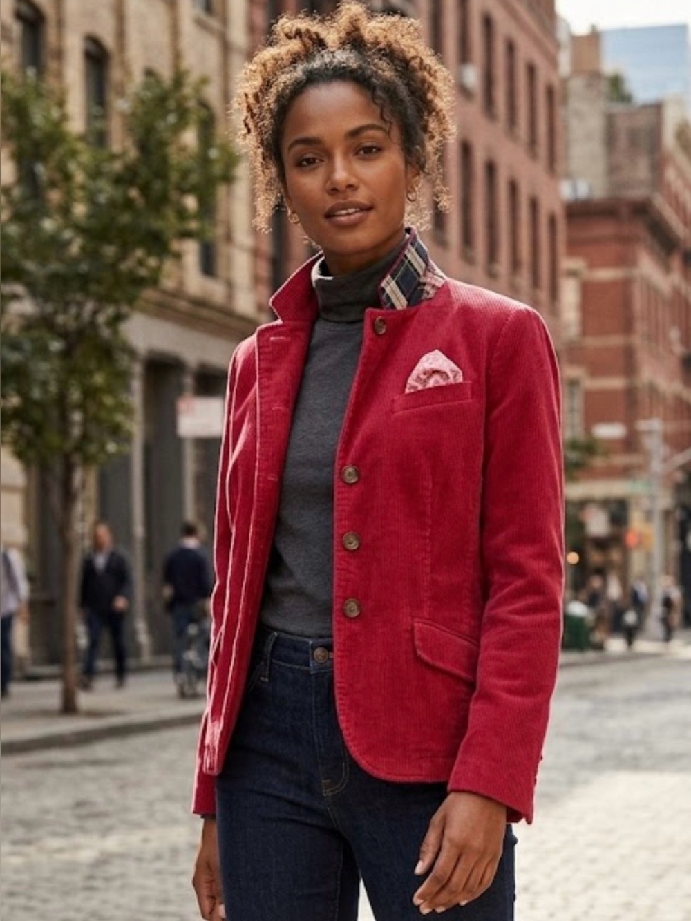 NWT Y2K Women's American Eagle Outfitters Raspberry Red Corduroy Blazer XL